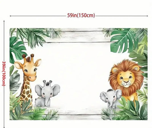 Fond de Décor Thème Safari – 150 x 100 cm 🦒🦁🐘🌿